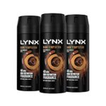 3 Pack of 150ml Lynx Dark Temptation Body Spray Deodorant with Scent of Chocolate