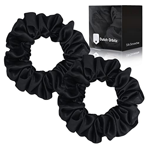 Dutch Orbitz Silk Scrunchies For Hair - 100% Mulberry Silk Hair Ties For Curly Hair - Silk Hair Scrunchies Prevent Hair Breakage - Soft, Stretchy