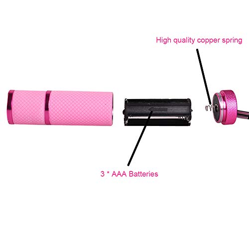 Anself Mini Flash Light for LED UV Gel Curing Lamp Light Handheld Nail Dryer Nail Flashlight 9 LEDs 395nm UV Flashlights Detector for Facial M-as