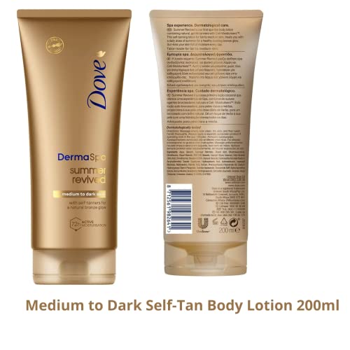 Self-Tan Bundle Contains Dove DermaSpa Summer Revived Self- Tanning Body Mousse 150m x1, Body Lotion 200ml x1 And Face cream 75ml, For Medium To