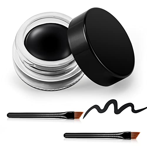 Erinde Black Gel Eyeliner, Waterproof Long Lasting Cream Eyeliner Gel, High-Intensity Pigments Smudge-Proof Eye Liner Makeup, Water-Resistant Eye