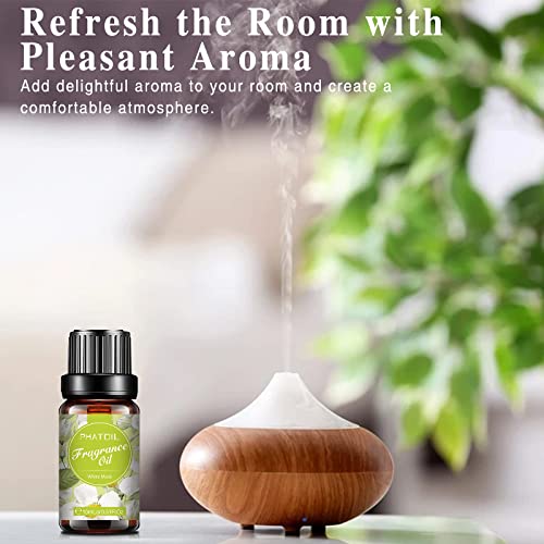 PHATOIL Fragrance Oils for Soap Making -10 Scented Oil White Musk, Coconut&Vanilla, Fresh Linen, Sea Breeze, Parma Violet, Black Orchid, Baby Pow