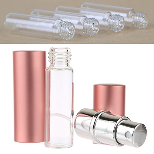 MINGZE 7pcs 10ML Perfume Atomizer, Aluminum Shell Glass Liner Perfume Bottles, Travel Mini Portable Empty Perfume Spray Bottle Dispensers