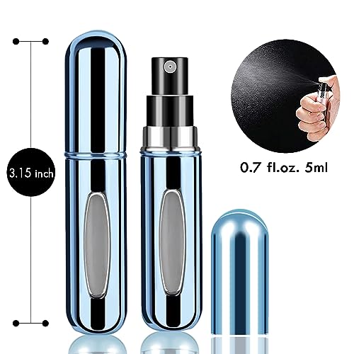Rosiya Perfume Atomiser pack of 5pcs Perfume Travel Bottle, 5ML Refillable Perfume Spray Bottle Easy to Refill Empty Atomiser Bottle for Purse, H