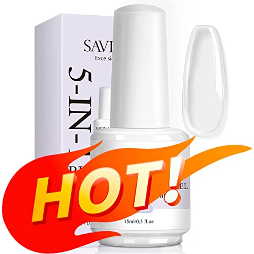 Saviland 5 in 1 Nudes Builder Gels - 15ml Builder Base Strengthening Gel for Thin Nails U V Nail Gel Polish for Nails Repair Reinforcement Extens
