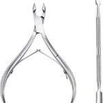 faddy-1 Cuticle Nipper Set, Cuticle Cutter Trimmer and Cuticle Pusher with Non-slip Protective Coating Handle Stainless Steel Cuticle Cutter Clip