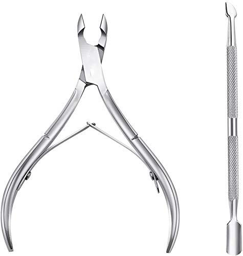 faddy-1 Cuticle Nipper Set, Cuticle Cutter Trimmer and Cuticle Pusher with Non-slip Protective Coating Handle Stainless Steel Cuticle Cutter Clip