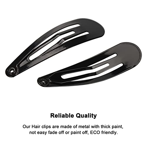 Beayuer 50 Pack Snap Hair Clips 2 Inch Metal Hair Accessories Barrettes for Girls Women Hair Styling (50 Pcs, Black)