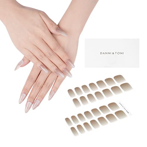 DANNI & TONI 28 Stickers Semi Cured Nail Wraps Soft Self-Adhesive Gel Nail Stickers(Happy-Go-Lucky),Salon-Quality Gel Nail Polish Strips, French