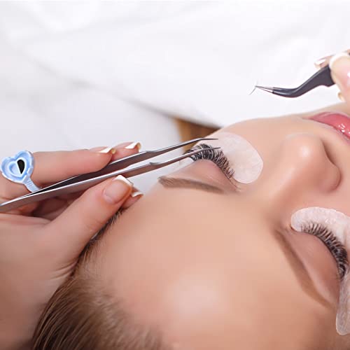 Fuyamp 100 Pcs Lash Glue Holder, Plastic Glue Rings Glue Holder Rings, Love Heart Shaped Lash Glue Rings False Eyelash Glue Ring Cup Lash Volume