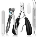 Toenail Clipper Half Jaw Toenail Clippers Large Toenail Clippers Wide Jaw Opening Stainless Steel Nail Clippers with Ingrown Toenail File and Lif