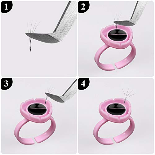 Fenshine 100 PCS Lash Glue Holder Glue Ring Cups Lash Extension Volume Lashes Quick Blossom Cups for Eyelash Extension Supply, 2 Methods of Use (