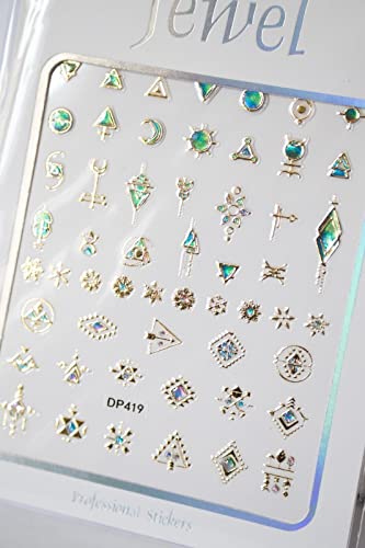 Nail Jewels 3D Nail Art Stickers Decals (Green Aztec)