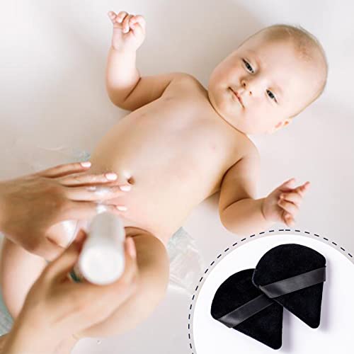 Powder Puff Makeup Puff Triangle Powder Puff Soft Powder Sponge Reusable Makeup Triangle Sponges with Strap (Black and White) (1 black + 1 white)