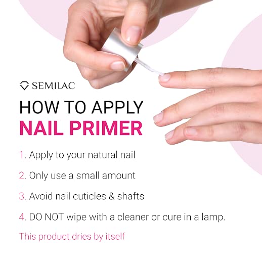 Semilac Acid Free Primer For Gel Nail Polish & Acrylic Nails. Professional Grade Degreaser For Nails For The Perfect Manicure or Pedicure. Easy T