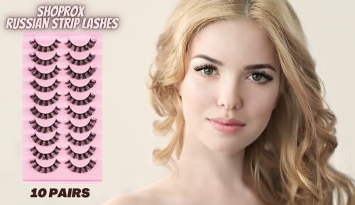 Shoprox False Eyelashes, Russian Strip Lashes, Fluffy Eyelashes Perfect for Parties, Weddings, Birthday Gifts, Eye Lashes for Every Type of Eyes,
