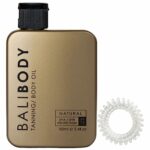 Bali Body Tanning Oil Set - Natural Tanning Body Oil SPF15 100ml Bundle with Laizy Stuff Stylish Spiral Ponytail Holders, Perfect for Self Tannin