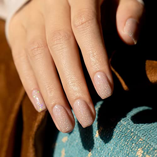 RARJSM Nude Gel Polish Set Pale Pink Milky Jelly Peach Pink Apricot Beige Champagne Brown Shimmer Holographic Glitter Iridescent Gel Nail Polish