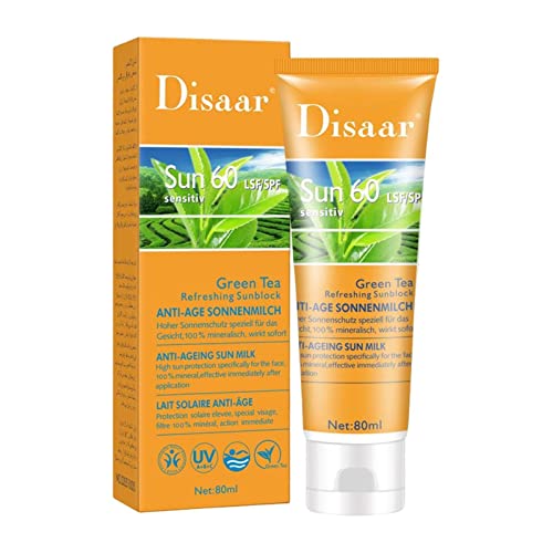 Face Sunscreen, 80ml Skin Sun Protection, SPF60 Moisturizing Repair Concealer Isolation, Long-Lasting Sun Protection for Sunburn Redness Woteg