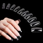 500 Pieces Clear False Nails Tips for Acrylic Nails, Full Cover Fake Nail Extension Tips, Square Acrylic Tips,10 Sizes