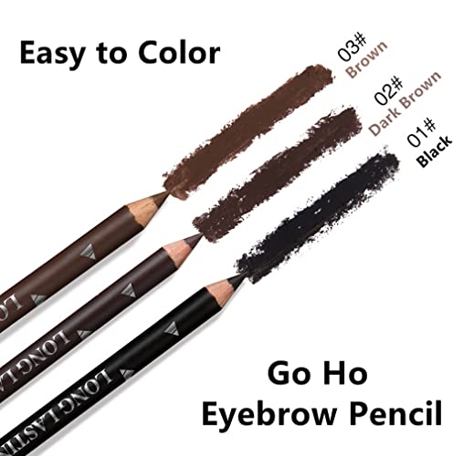 Go Ho 6 PCS Eyebrow Eye Liner Pencil Set,Easy to Color Waterproof Eyebrow Pencil,Professional Long-lasting Eyeliner Makeup Brow Tint Pen,3 Colors