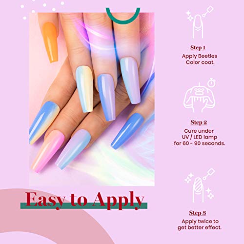 Beetles Gel Nail Polish Kit 20 Colors with 3Pcs Base Gel Glossy & Matte Top Coat Romance Rebellion, 2023 Summer Trendy Pink Red Blue Purple Glitt