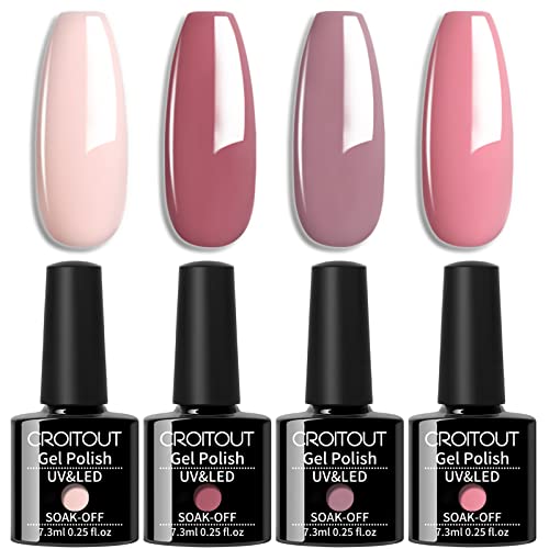 Croitout UV Gel Nail Polish Set, Shellac Nail Gel Polish Colours Set, Sock Off Gel Nail Polishes Set, Polish Gel Nail Kit for Home DIY Manicure N