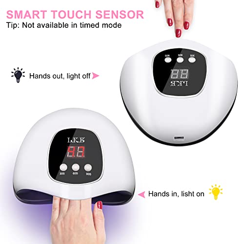 LKE LED UV Lamps for Gel Nails, UV Nail Lamp/Light Professional Faster UV Nail Dryer with 3 Timers, Automatic Sensor, Portable Nail Art Light for