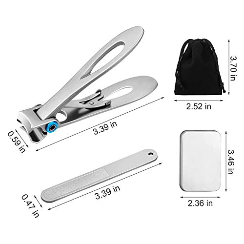 Large Nail Clippers for Thick Nails, Professional 0.63" Wide Jaw Opening Sharp Nail Cutter Heavy Duty Stainless Steel Fingernail & Toenail Clippe