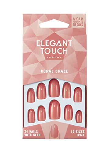 Elegant Touch Colour False Nails, Ruby Red, 24 Piece Assortment