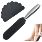 Foot Files for Hard Skin,Double-Sided Foot Scraper Hard Skin Remover,Foot Scrubber with 10PCS Free Refill Grits Double-Sided Replacement Pads,Exf