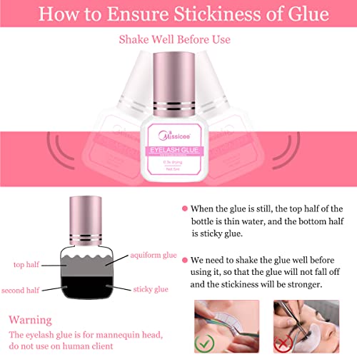 Eyelash Extension Kit, Missicee New Upgrade 328 Piece Set Lash Extension Kit with Mannequin Head 0.3s Fast Dry Glue USB Eyelash Fan Dryer Tweezer