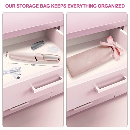 AirOpen Electric Foot File for Hard Skin, USB Rechargeable Pedicure Callus Remover with 2 Rollers and Storage Bag, Quick, Safe and Effective Foot