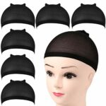 FANDAMEI 6 Pcs Black Nylon Stocking Caps - Elastic Stretchy Nylon Stocking Wig Cap for Women, Unisex Nylon Stretch Wig Cap with Close End for Men