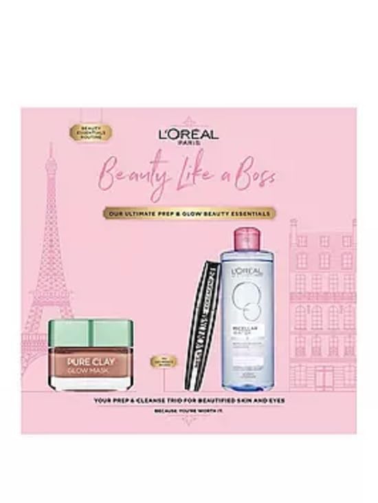 L’Oréal Paris Gift Set, Includes Mascara, Clay Mask, and Micellar Water, Ultimate Skincare and Makeup Essentials for Beautified Skin and Eyes, Pr