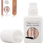 By Vixi 8g EXTRA STRONG NAIL GLUE with BRUSH and FREE PREP FILE Clear Instant Dry Adhesive, Professional Salon Quality