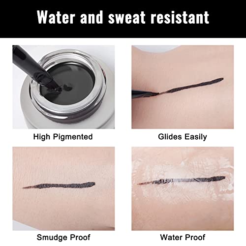 Erinde Black Gel Eyeliner, Waterproof Long Lasting Cream Eyeliner Gel, High-Intensity Pigments Smudge-Proof Eye Liner Makeup, Water-Resistant Eye