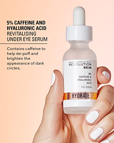 Revolution Skincare 5% Caffeine & Hyaluronic Acid Under Eye Serum, Reduces Dark Circles & Under Eye Puffiness, Vegan & Cruelty-Free, 30ml