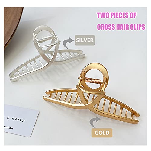 Hair Clips - Large Brushed Metal Hair Claw Clips, Strong Hold Hair Jaw Clips, Vintage Shark Claw Clips Clamp, Headdresses Hair Styling Accessorie