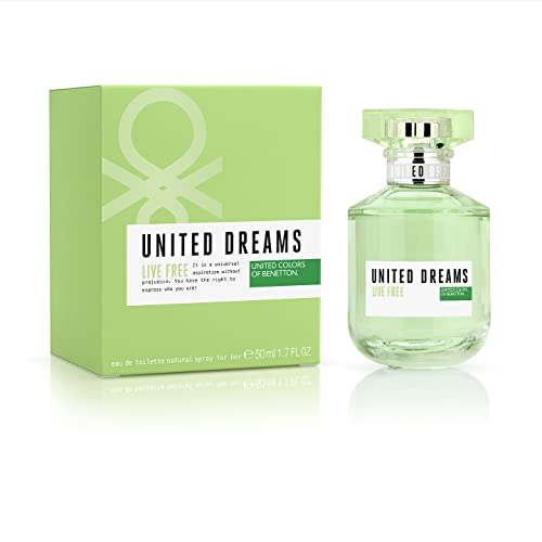 Benetton - United Dreams Live Free, Eau de Toilette - Long Lasting - Femenine, Fresh and Dynamic Fragance - Floral, Fruity and Citrus Notes - Ide