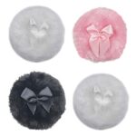 4 Pcs Fluffy Plush Powder Puff Cosmetic Powder Puff Plush Baby Fluffy Powder Puff with Cute Bowknot Comfortable Infant Body Talcum Powders Puff f