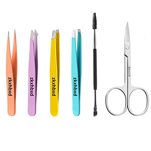 Tweezers Set Tweezers for Eyelashes Stainless Steel Plucking Precision Tweezers Set for Ingrown Hair Remove and Lash Extension, Plucking Tweezers