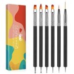 Lofuanna 6 PCS Professionals Nail Art Brushes Set For Gel Polish Nail Designs Nail Carving French Nails Liner Tools-Acrylic Point Drill Pen Doubl