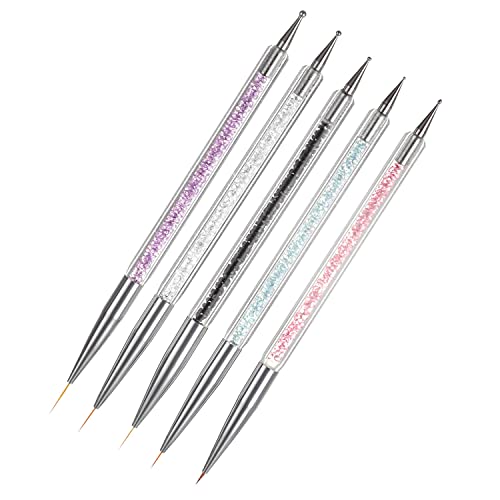EZPICK 5pcs Nail Art Brushes | Double Ended Nail Art Dotting Tool set | Nail Art Pen for Painting Nails | Manicure Drill Drawing Nails Brush Pen