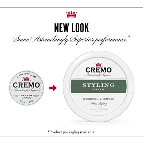 CREMO - Barber Grade Hair Styling Cream For Men | Medium Hold & Medium Shine | 113g