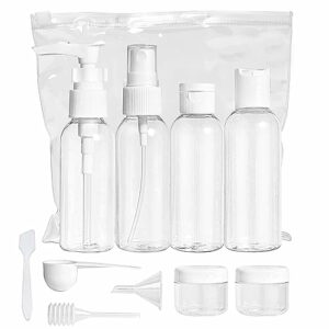 volila Travel Bottles for Toiletries - 10 Pack Empty Travel Containers for Toiletries - Small Plastic Bottles for Travel Essentials, Comes with P
