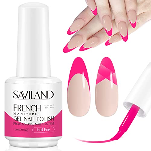 Saviland French White Gel Nail Polish -10ml Upgrade U V/LED Soak Off Gel Nail Polish Manicure for Professional, Salon & Home Use, Long Lasting, E