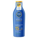 NIVEA SUN Protect & Moisture Sun Lotion SPF 15 (200 ml), Suncream with Vitamin E, Provides 48 Hour Moisture and Immediate UVA & UVB Protection