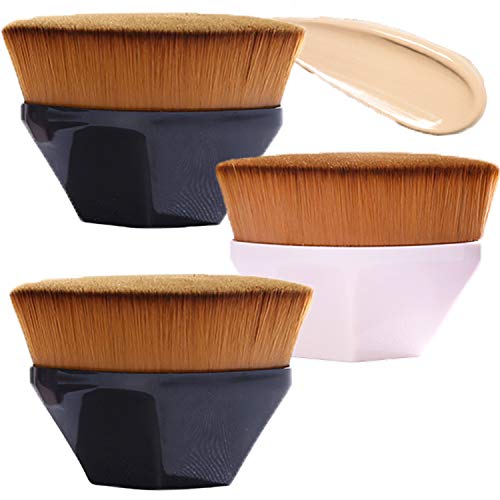 LABOTA 3 PCS Foundation Brush Liquid Brush Make up Brush with Synthetic Dense Bristles,Petal-Shaped Foundation Brush,for Blending Liquid, Cream o