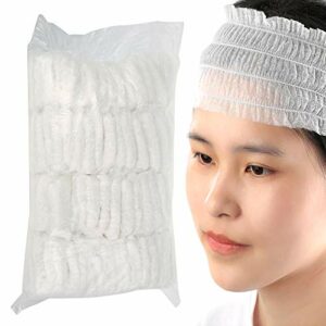 100pcs Disposable Elastic Hair Wraps Non-woven Headbands for Skin Care Spa Salon